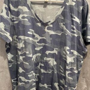 Style & Co. Blue and Gray Camo Top